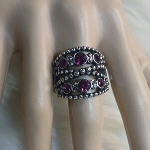 Paparazzi Silver Ring with Purple Gems Strech